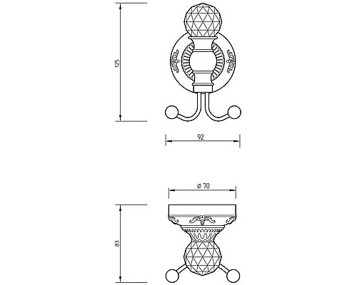 Заказать Двойной крючок Migliore Cristalia 16838 Золото с кристаллом Swarovski в магазине сантехники Santeh-Crystal.ru