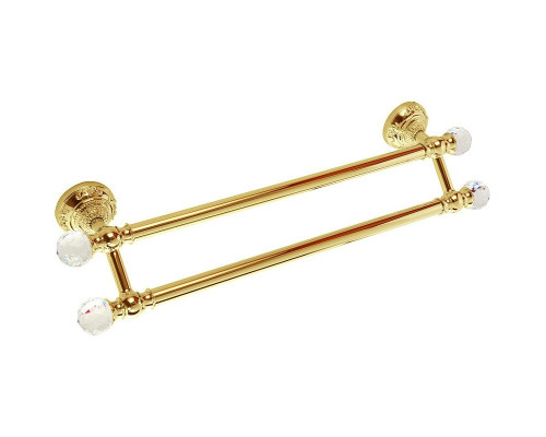 Купить Полотенцедержатель Migliore Cristalia 16844 двойной Золото с кристаллами Swarovski в магазине сантехники Santeh-Crystal.ru