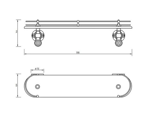 Приобрести Стеклянная полка Migliore Cristalia 16775 Бронза с кристаллами Swarovski в магазине сантехники Santeh-Crystal.ru