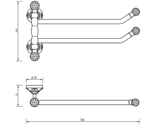 Заказать Полотенцедержатель Migliore Cristalia 16843 поворотный Золото с кристаллами Swarovski в магазине сантехники Santeh-Crystal.ru