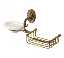 Мыльница с полкой корзиной Migliore Edera 16897 Бронза