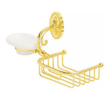 Мыльница с полкой корзиной Migliore Edera 16945 Золото