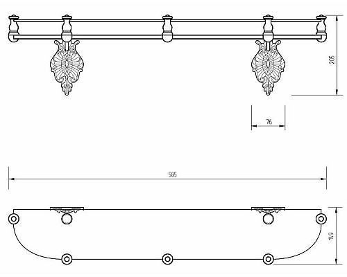 Приобрести Стеклянная полка Migliore Elisabetta 17003 Бронза в магазине сантехники Santeh-Crystal.ru