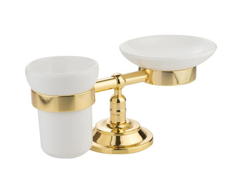 Купить Стакан для зубных щеток с мыльницей Migliore Mirella 17325 Золото в магазине сантехники Santeh-Crystal.ru