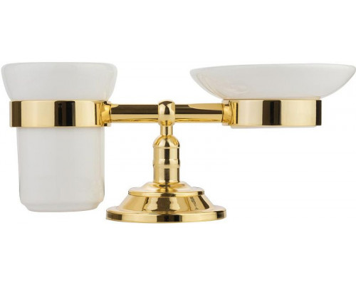 Купить Стакан для зубных щеток с мыльницей Migliore Mirella 17325 Золото в магазине сантехники Santeh-Crystal.ru