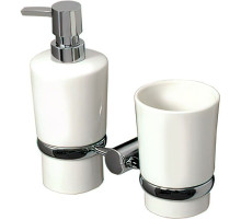 Дозатор для жидкого мыла WasserKRAFT K-28289 со стаканом для зубных щеток Хром Белый