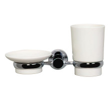 Стакан для зубных щеток с мыльницей WasserKRAFT K-28226 Хром Белый