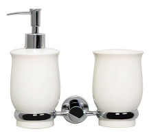 Дозатор для жидкого мыла WasserKRAFT K-24289 со стаканом для зубных щеток Хром Белый