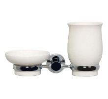 Стакан для зубных щеток с мыльницей WasserKRAFT K-24226 Хром Белый