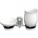 Стакан для зубных щеток с мыльницей WasserKRAFT K-24126 Хром Белый