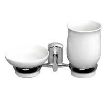 Стакан для зубных щеток с мыльницей WasserKRAFT K-24126 Хром Белый