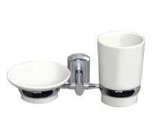 Стакан для зубных щеток с мыльницей WasserKRAFT K-28126 Хром Белый