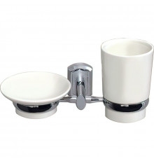 Стакан для зубных щеток с мыльницей WasserKRAFT K-28126 Хром Белый