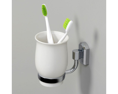 Приобрести Стакан для зубных щеток WasserKRAFT K-24128 Хром Белый в магазине сантехники Santeh-Crystal.ru