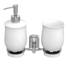 Дозатор для жидкого мыла WasserKRAFT K-24189 со стаканом для зубных щеток Хром Белый