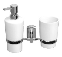 Дозатор для жидкого мыла WasserKRAFT K-28189 со стаканом для зубных щеток Хром Белый