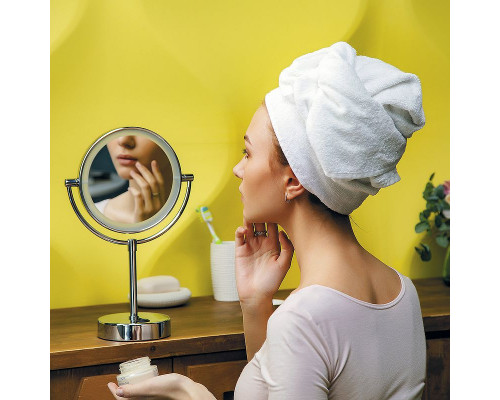 Купить Косметическое зеркало WasserKRAFT K-1005 с подсветкой с увеличением Хром в магазине сантехники Santeh-Crystal.ru