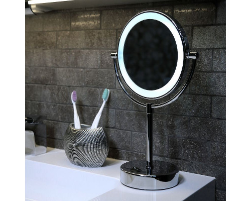 Купить Косметическое зеркало WasserKRAFT K-1005 с подсветкой с увеличением Хром в магазине сантехники Santeh-Crystal.ru