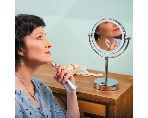 Купить Косметическое зеркало WasserKRAFT K-1005 с подсветкой с увеличением Хром в магазине сантехники Santeh-Crystal.ru