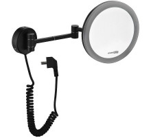 Косметическое зеркало WasserKRAFT K-1004BLACK с подсветкой с увеличением Черное матовое