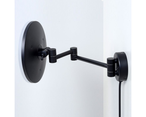 Приобрести Косметическое зеркало WasserKRAFT K-1004BLACK с подсветкой с увеличением Черное матовое в магазине сантехники Santeh-Crystal.ru