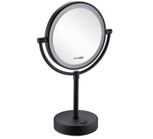 Косметическое зеркало WasserKRAFT K-1005BLACK с подсветкой с увеличением Черное матовое