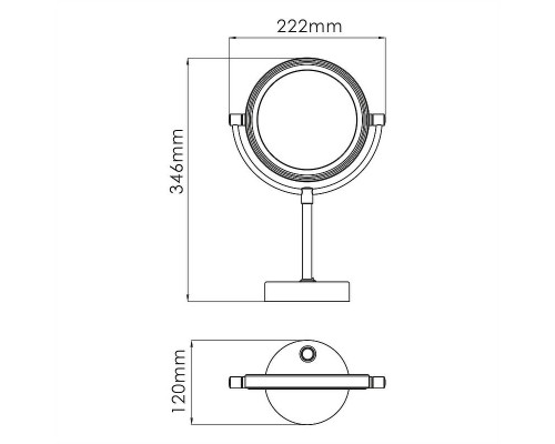 Приобрести Косметическое зеркало WasserKRAFT K-1005BLACK с подсветкой с увеличением Черное матовое в магазине сантехники Santeh-Crystal.ru