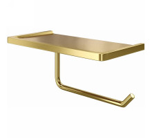 Держатель туалетной бумаги WasserKRAFT K-1625 с полкой Золото матовое