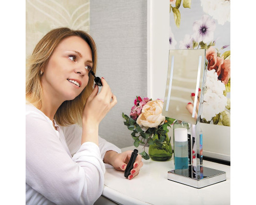 Заказать Косметическое зеркало WasserKRAFT K-1007 с увеличением с подсветкой Хром в магазине сантехники Santeh-Crystal.ru