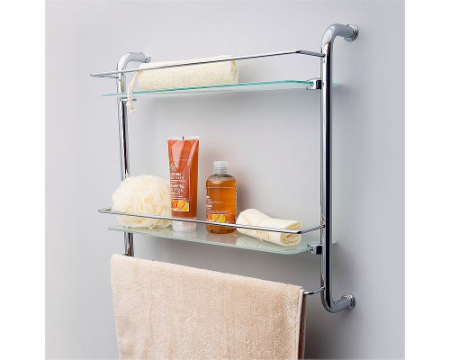 Купить Стеклянная полка WasserKRAFT K-2022 Хром в магазине сантехники Santeh-Crystal.ru