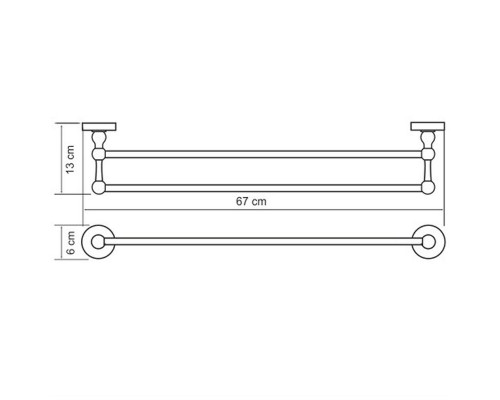 Купить Полотенцедержатель WasserKRAFT Diemel K-2240 двойной Хром в магазине сантехники Santeh-Crystal.ru