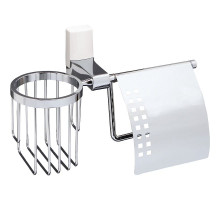Держатель туалетной бумаги и освежителя воздуха WasserKRAFT Leine K-5059W с крышкой Хром Белый