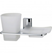 Стакан для зубных щеток с мыльницей WasserKRAFT Leine K-5026 Хром