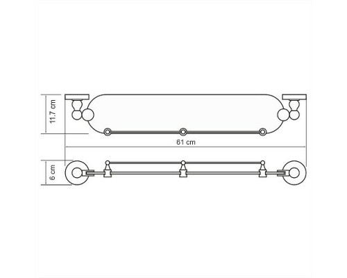 Заказать Стеклянная полка WasserKRAFT Regen K-6944 Хром в магазине сантехники Santeh-Crystal.ru
