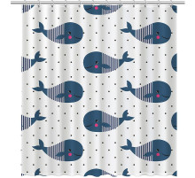 Шторка для ванны Fixsen Design Drop FX-1508 180х200 Белая с синими китами