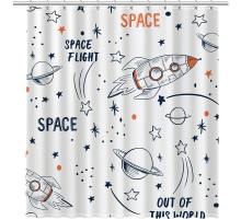 Шторка для ванны Fixsen Design Space FX-2508 180х200 Белая с узорами