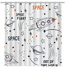 Шторка для ванны Fixsen Design Space FX-2508 180х200 Белая с узорами
