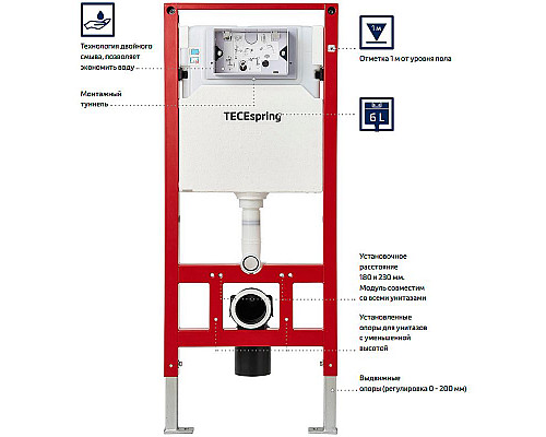 Santeh-Crystal.ru: Инсталляция Tece Spring S955203 для унитаза с Белой глянцевой клавишей смыва Приобрести Инсталляция Tece Spring S955203 для унитаза с Белой глянцевой клавишей смыва в магазине сантехники Santeh-Crystal.ru