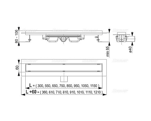 Santeh-Crystal.ru: Душевой лоток Alcaplast Professional Low APZ106-300 без решетки Купить Душевой лоток Alcaplast Professional Low APZ106-300 без решетки в магазине сантехники Santeh-Crystal.ru