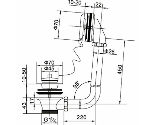 Купить Слив-перелив BelBagno BB-OVF-02-CRM с пробкой на цепочке Хром в магазине сантехники Santeh-Crystal.ru
