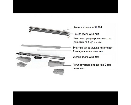 Заказать Душевой лоток Berges B1 Keramik 700 090018 с решеткой Хром матовый в магазине сантехники Santeh-Crystal.ru