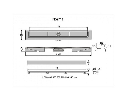 Заказать Душевой лоток Berges C1 Norma 300 090034 с решеткой Хром матовый в магазине сантехники Santeh-Crystal.ru