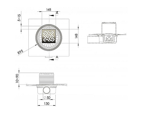 Santeh-Crystal.ru: Душевой трап Berges Zentrum Antik 150x150 090365 с решеткой Хром матовый Заказать Душевой трап Berges Zentrum Antik 150x150 090365 с решеткой Хром матовый в магазине сантехники Santeh-Crystal.ru
