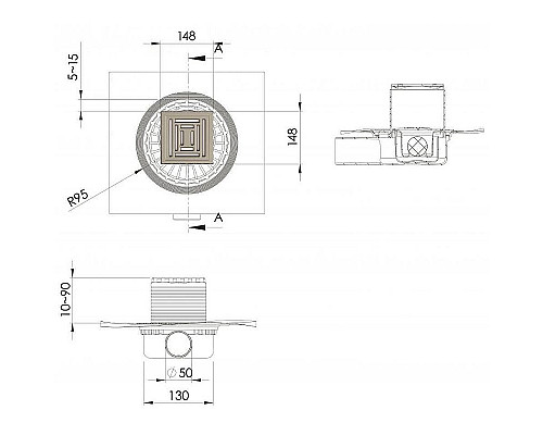 Santeh-Crystal.ru: Душевой трап Berges Zentrum Uno 150x150 090372 с решеткой Хром матовый Заказать Душевой трап Berges Zentrum Uno 150x150 090372 с решеткой Хром матовый в магазине сантехники Santeh-Crystal.ru