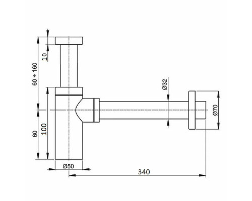 Купить Сифон для раковины CeramaLux C-058B(BC-054GB) Черный глянцевый в магазине сантехники Santeh-Crystal.ru