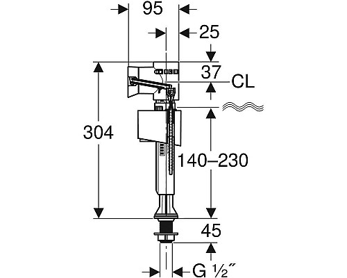 Купить Наливная арматура Geberit 136.726.00.1 с нижней подводкой в магазине сантехники Santeh-Crystal.ru