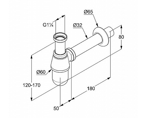 Купить Сифон для раковины Kludi 1010505-00 Хром в магазине сантехники Santeh-Crystal.ru