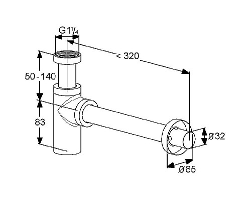 Заказать Сифон для раковины Kludi 1002039-00 Черный матовый в магазине сантехники Santeh-Crystal.ru