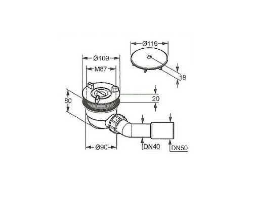 Заказать Сифон для душевого поддона Kludi Tasso 2109805-00 Хром в магазине сантехники Santeh-Crystal.ru