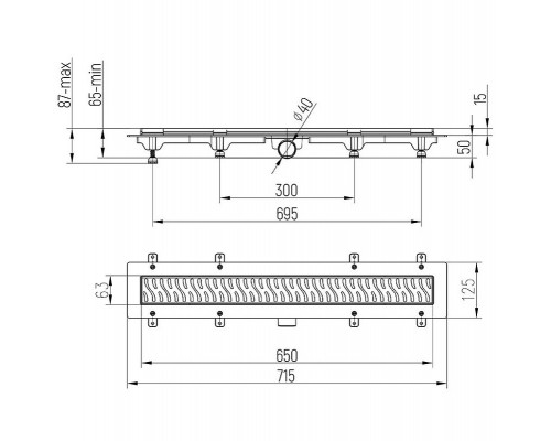 Заказать Душевой лоток Paini Harmony 650 CH650H с решеткой Хром в магазине сантехники Santeh-Crystal.ru